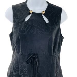 MILLY OF NEW YORK Black Paisley Embossed Sleeveless Empire Waist Party Dress 4